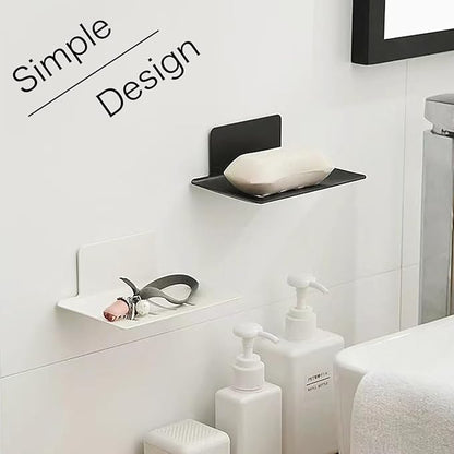 Shower soap Dish, Nail-Free Tray, Metal soap Holder, Stainless Steel soap Holder, Black,White (White)