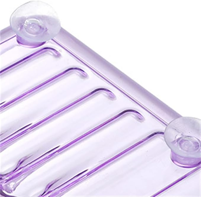 Purple Rectangular Soap Dish, 5.1 x 3.7 Inches, Plastic, Suction Cup, Space-Saving, Drainable, Bathroom & Shower Soap Holder