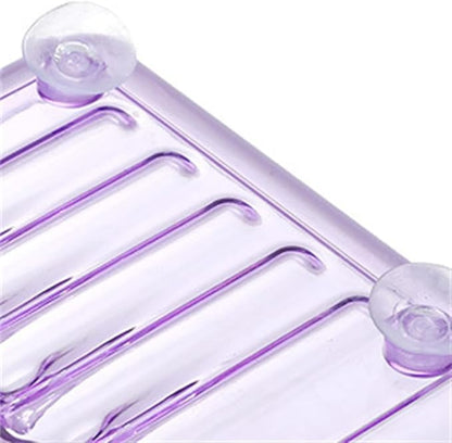 Purple Rectangular Soap Dish, 5.1 x 3.7 Inches, Plastic, Suction Cup, Space-Saving, Drainable, Bathroom & Shower Soap Holder