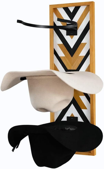 Ryker Ranch Cowboy Hat Rack for Wall | Western Hat Rack for Cowboy Hats | Wood and Metal Cowboy Hat Holder for Wall with Southwestern Style | Cowboy Hat Hanger for Western Decor