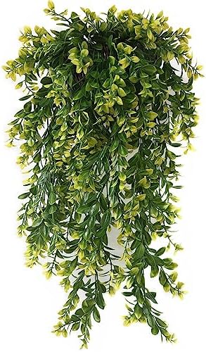 PASYOU Fake Hanging Vines, Artificial Plants Plastic Leaves Faux Vine Greenery Ivy Plant for Indoor Outdoor Garden Office Bathroom Decor Wedding Party Christmas Baskets DIY Decoration Yellow 2 Pack by PASYOU