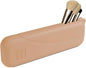 Silicone Makeup Brush holder travel case,Large makeup brush bag with Half-open Snap Design, Anti-fall Out vanity organizer for Toothbrushes,lipstick,eyebrow pencil,BB Cream,Liquid Foundation(Khaki)