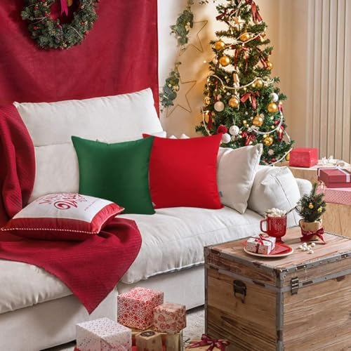 Thmyo 4-Pack 100% Cotton Comfortable Solid Decorative Throw Pillow Case Square Cushion Cover Pillowcase Sublimation Blank Pillow Covers DIY Throw Pillowcase for Couch Sofa Bed(20x20inch/50x50cm,Red) - Image 3