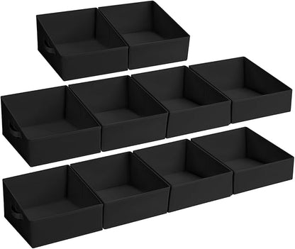 DIMJ Closet Storage Bins 10 Pack - Fabric Storage Baskets for Shelves, Collapsible Clothes Organizer with Handles, Trapezoid Shelf Organization Storage Cubes for Purse, Toys, Books, Towel, Clothes