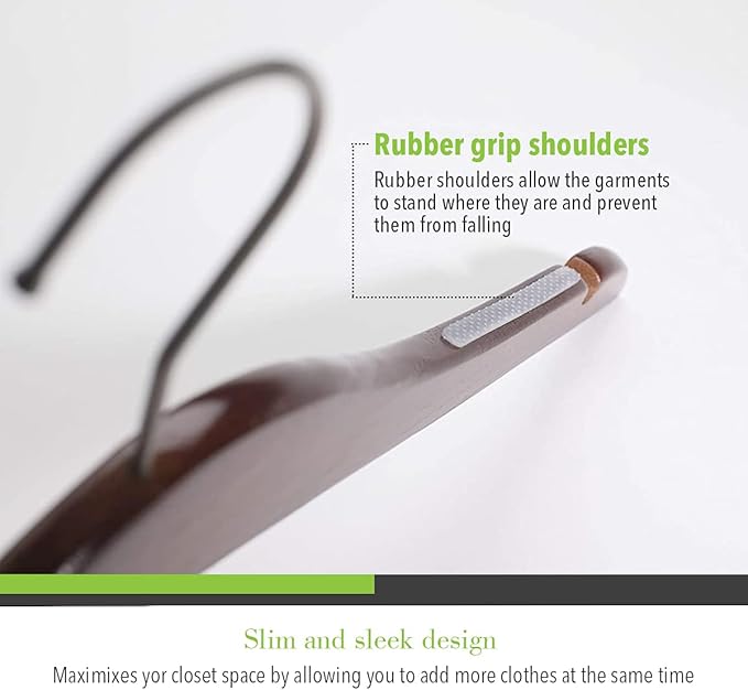 Slim Luxe Wood Top Hangers, Heavy Duty Pants Hangers, Skirt Hangers, Coat Hangers- Clothes Hangers - Non Slip, Slim and Space Saving Hanger. (Ash Grey, 100)