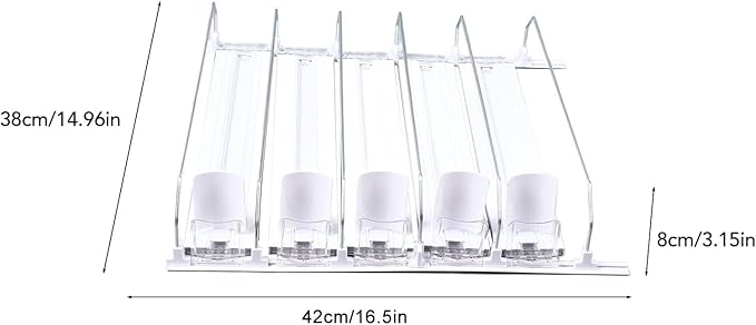 38cm Spring Push Drink Dispenser, Adjustable Push Rod Slide Rail Soda Can Dispenser, Automatic Restocking Fridge Pusher for Beer Beverages (White)