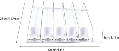 38cm Spring Push Drink Dispenser, Adjustable Push Rod Slide Rail Soda Can Dispenser, Automatic Restocking Fridge Pusher for Beer Beverages (White)