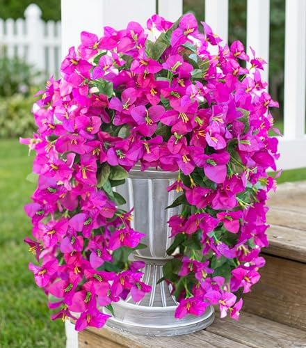 2 PCS Bougainvillea Artificial Hanging Flowers Plants for Outdoors, Purple by HyeFloraartificialflowers