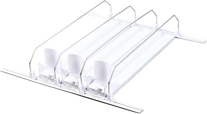 Adjustable Refrigerator Drink Organizer, Self Sliding Drink Can Dispenser, Solution for Garage Cooler (White)