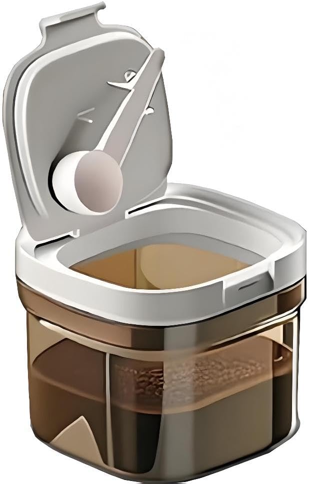 Airtight Coffee Canister, 8oz Coffee Storage Container with Scoop, Kitchen Food Storage Jar for Grounds Coffee, Beans, Tea, Sugar, Flour, Cereal, 800ml