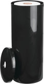 mDesign Plastic Floor Stand Toilet Paper Organizer with Cover, 3-Roll Space-Saving Tissue Storage for Bathroom - Fits Under Sink, Vanity, Shelf, in Cabinet, Corner - Aura Collection - Black