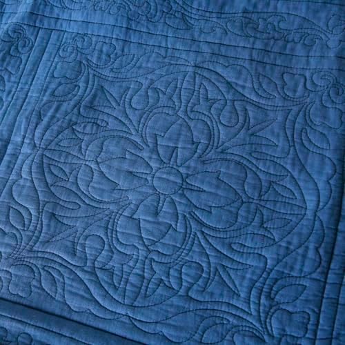WINLIFE 100% Cotton Quilted Euro Sham Covers, 2 Pack Cotton 26'' x 26'' Pillow Covers, Soft and Breathable Euro Shams, Square Pillow Shams, Navy Blue - Image 6