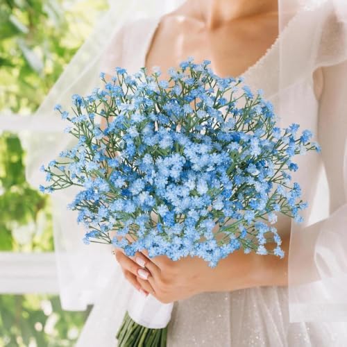 N&T NIETING 10Pcs Babys Breath Artificial Flowers Bulk Faux Flowers, Blue - Image 5