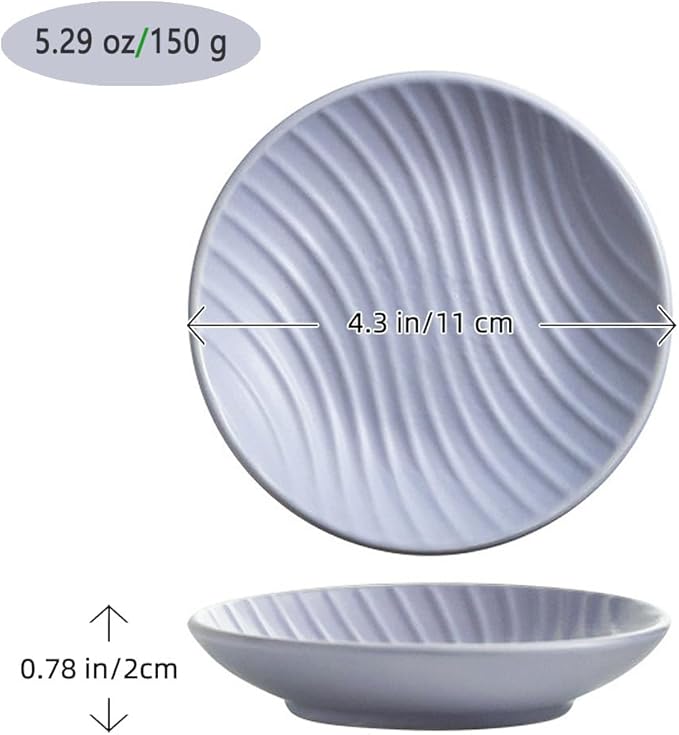 Chic Round Soap Dish, Modern Minimalist Striped Design Ceramic Tray(Purple)