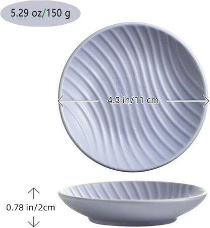 Chic Round Soap Dish, Modern Minimalist Striped Design Ceramic Tray(Purple)