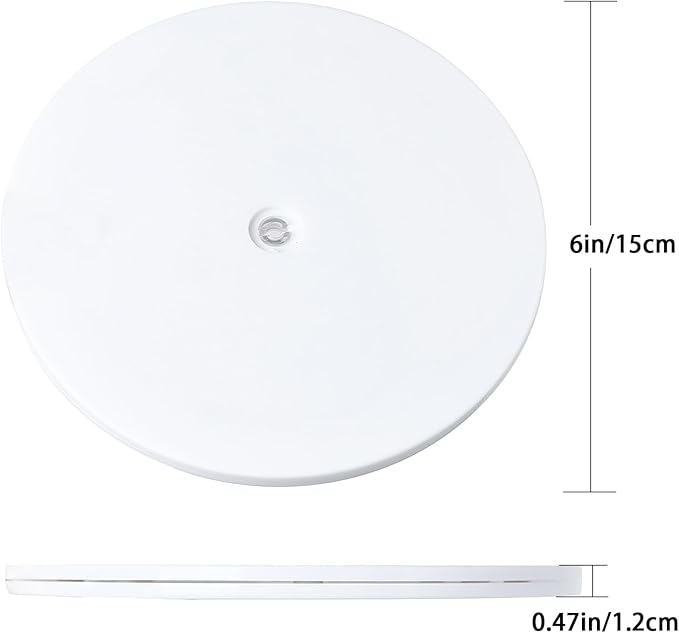 6 inch Lazy Susan Turntable White Acrylic Ball Bearing Rotating Tray for Spice Rack Table Cake Kitchen Pantry Decorating Bathrooms TV Laptop Computer Monitor, 30-lb Load Capacity (360˚ Rotation)