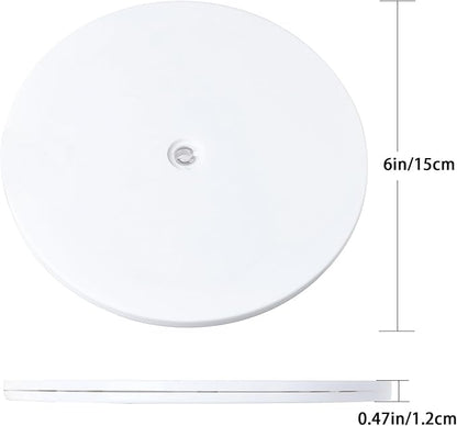 6 inch Lazy Susan Turntable White Acrylic Ball Bearing Rotating Tray for Spice Rack Table Cake Kitchen Pantry Decorating Bathrooms TV Laptop Computer Monitor, 30-lb Load Capacity (360˚ Rotation)