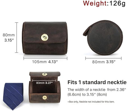 CONTACTS Genuine Leather Tie Travel Holder Small Neckties Organizer Tie Anti Wrinkle Storage Roll
