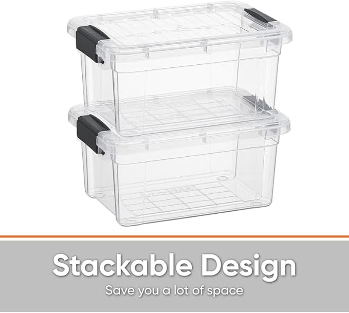 Superio Clear Storage Box with Lid, 3.5 Quart Plastic Container Bins for Organizing, Stackable Crates, BPA Free, Non Toxic, Odor Free, Organizers for Home, Office, School, and Dorm, 10 Pack