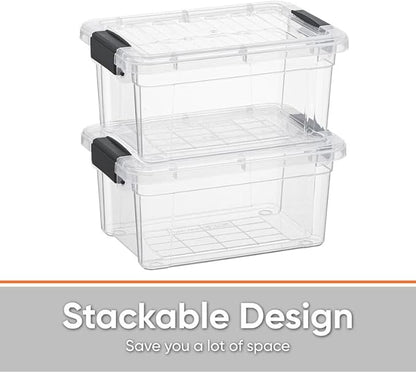 Superio Clear Storage Box with Lid, 3.5 Quart Plastic Container Bins for Organizing, Stackable Crates, BPA Free, Non Toxic, Odor Free, Organizers for Home, Office, School, and Dorm, 10 Pack