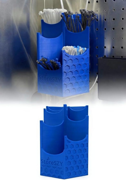 Magnetic Zip Tie Holder – Tool Organizer with Rubberized Magnets | Multiple Sizes & Colors for Garage, Shop, or Toolbox Storage (Blue, Tall-Multipocket)