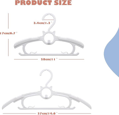 Baby Hangers,20pack White Kids Clothes Hanger, 11-14" Adjustable Infant Hanger, Non-Slip and Children Outfit Bear Hanger for Girl Boy Toddler Kids Child.