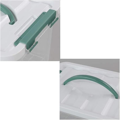 Gloreen 6 Quart Clear Storage Bins with Lid and Green Handle, Multipurpose Stackable Plastic Storage Latches Box/Containers, Set of 2