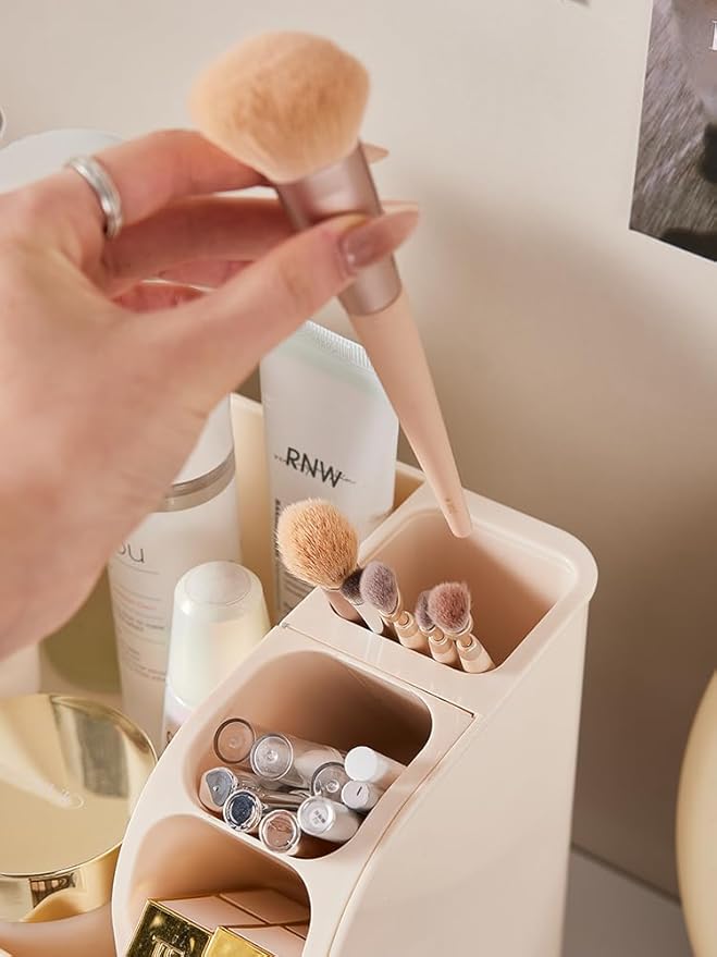 Drawer Cosmetic Organizer, Beauty Tool Display Box, Desktop Skin Care Organizer (cream color)