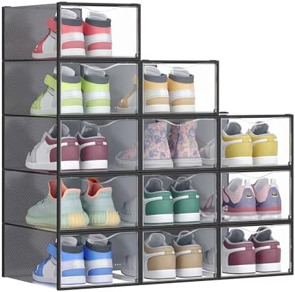SONGMICS Shoe Boxes, Stackable Sneaker Containers for Closet, 12 Pack by SONGMICSbySONGMICSHOME