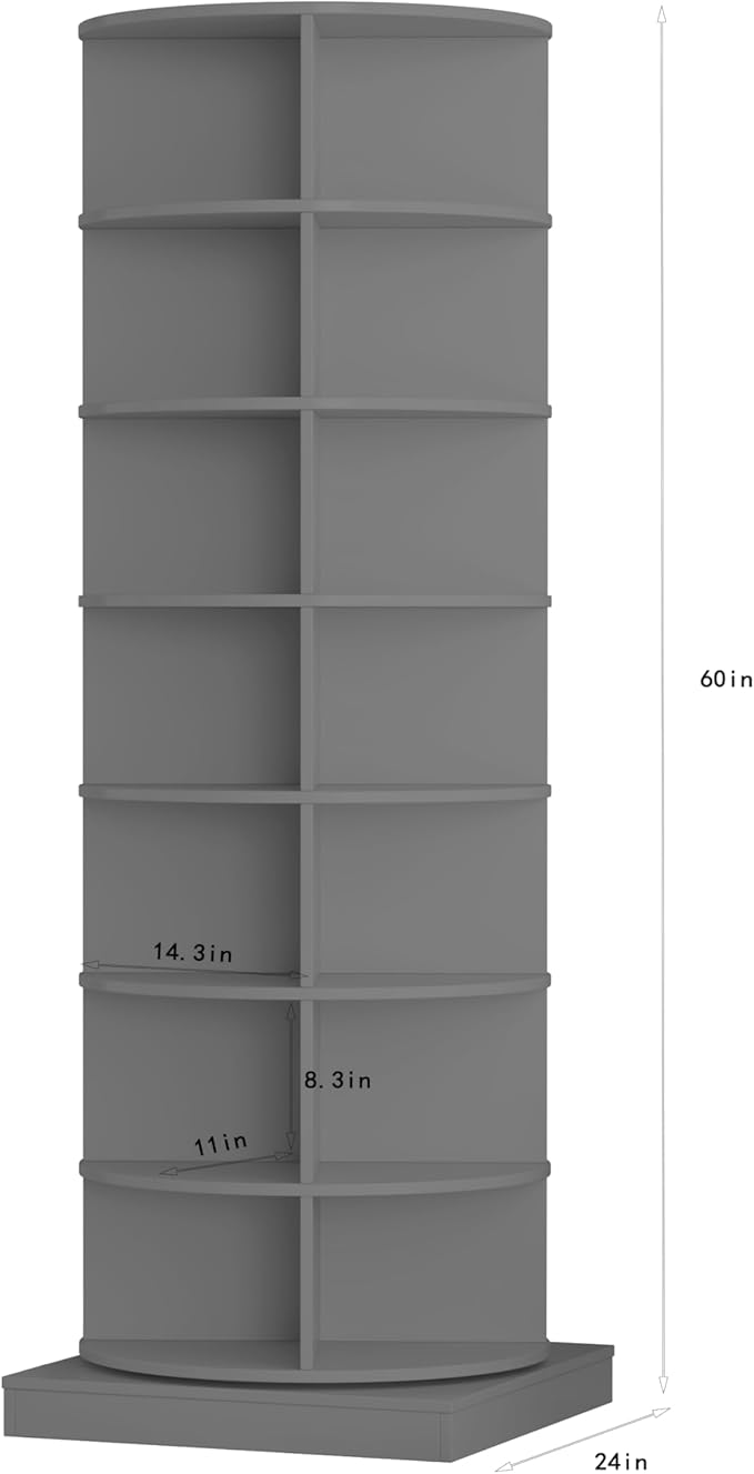 Rotating Shoe Rack, 7-Tiers Storage Shoe Rack Tower, Free Standing 360°Shoe Storage Organizer Shoe Rack for Entryway Living Room Hallway (Grey, 7-Tiers)
