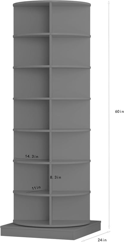 Rotating Shoe Rack, 7-Tiers Storage Shoe Rack Tower, Free Standing 360°Shoe Storage Organizer Shoe Rack for Entryway Living Room Hallway (Grey, 7-Tiers)