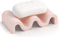 Diatomite Soap Dish Quick Drying Bar Soap Holder Draining Soap Saver Rack Wave Pattern Sponge Tray for Bathroom Sink, Shower, Kitchen, Pink
