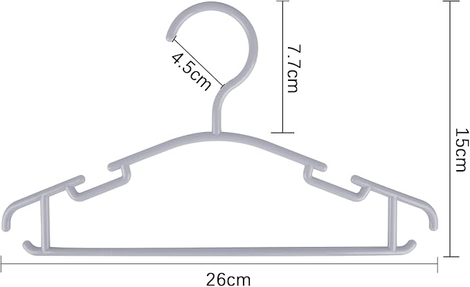 GoodtoU Plastic Baby Hangers, Gray, 60 Pack, Sturdy and Durable, Ideal for Kids' Clothes