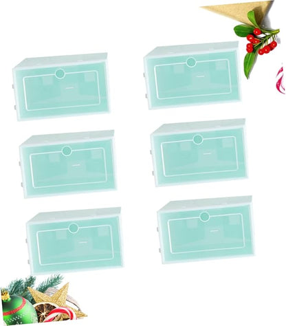 6PCS Stackable Shoe Storage Box Thick Plastic Shoe Containers Foldable Design for Sneakers Closet Organization Space-Saving Solution