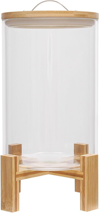 Rice Dispenser Glass, Rice Storage Container, Flour and Cereal Container with Airtight Lid and Stand, Glass Food Storge Container for Kitchen Organization and Pantry Store (8L)