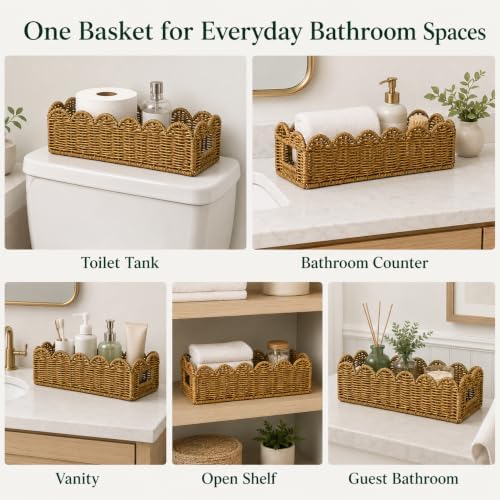 Scalloped Toilet Paper Basket for Toilet Tank, Water-Resistant,2PK - Image 7
