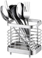 Utensil Holder, Stainless Steel Sink Utensils Holder Countertop, Kitchen Utensil Drying Caddy, Cutlery Drainer for Utensil, Rust-Proof Cutlery Sink Organizer (Silver)