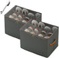 Fabric Shoe Organizer Storage Box,With Adjustable Dividers For Shoe Box,12 Separate Compartments For Boots Heels Sneakers (Gray,Set2)