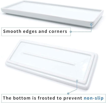 Ceramic Candle Tray - Small Rectangle, White Marble Organizer for Candle, Soap, Jewelry, Perfume, Towel Holder - Decorative Bathroom, Kitchen Sink, Counter, Restroom