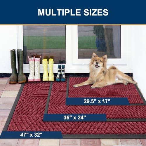 Smiry Front Door Mat Outside Entrance, Low Profile Rubber Doormat, 47x23 - Image 2