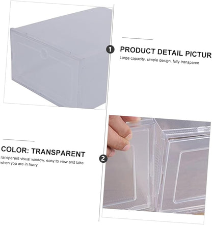 Holibanna 6pcs Transparent Plastic Shoe Organizer Box Clamshell -friendly Pp Material Stackable Storage for Sneakers Simple Design Scratch Resistant