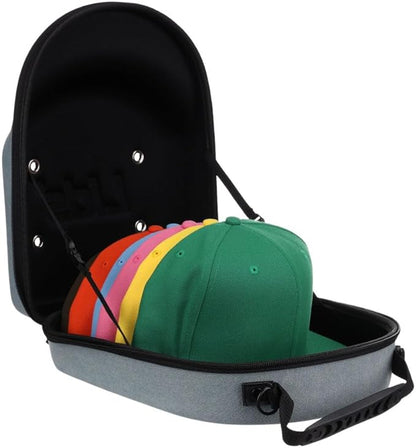 Lids Hat Travel Case – Baseball Cap Carrier for 6 Hats, Durable Denim Exterior with Black Interior, Storage with Handle & Adjustable Shoulder Strap, Hard Hat Organizer for Travel & Closet