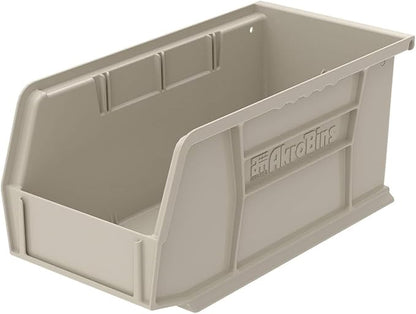 Akro-Mils 30230 AkroBins Plastic Storage Bins, Space-Saving Stackable Bins for Garage, Pantry, Craft Organization, 11" x 5" x 5", Stone, 12-Pack