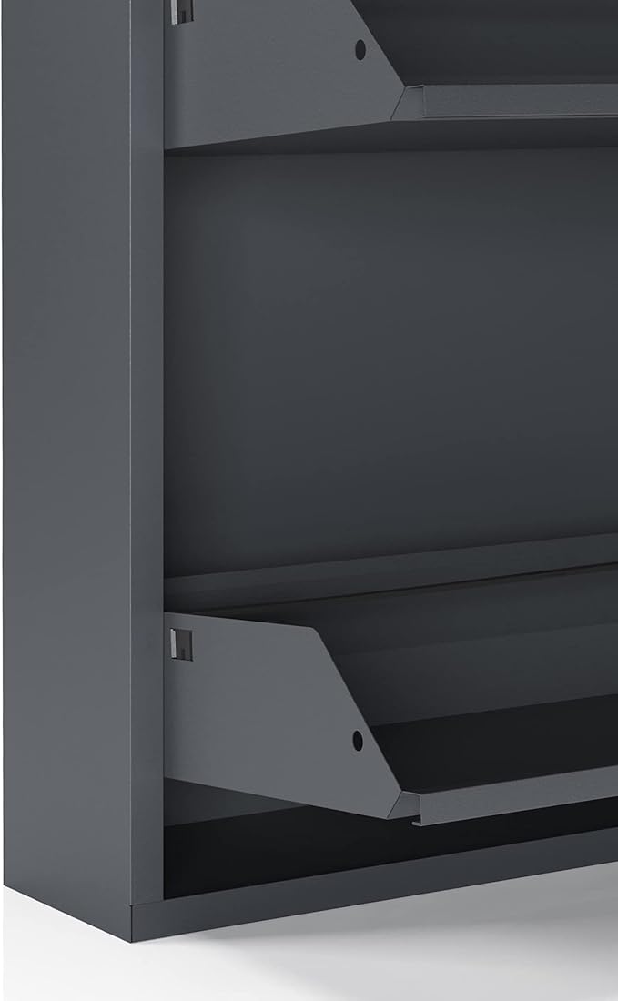 CEHA 3 Tier Metal Shoe Cabinet with Cover, Durable Shoe Storage Organizer for Entryway, Space Saving Shoe Shelf Closet, 5.91" x 40.6" x 19.68", Anthracite