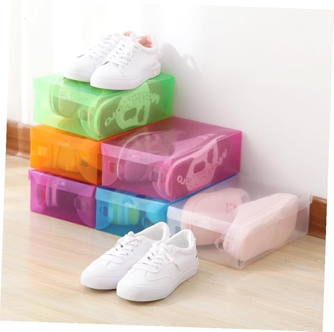 CHILDWEET 6pcs Shoe Storage Case Lids Plastic Shoe Boxes for Home Closet Office Dustproof
