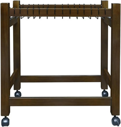 Wooden Rolling Pants Trolley with 16 Hangers