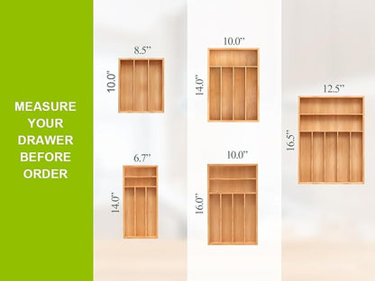 Unibambou Bamboo Utensil Drawer Organizer, Kitchen Organizer for Flatware Cutlery, Silverware Tray for Drawer (5 Slots, Natural)