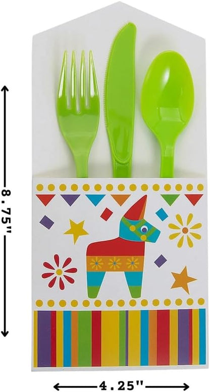 Fun Express Fiesta Cutlery Holders – 50 Pieces - Great For Cinco De Mayo, Fiestas, Parties, Birthdays and Other Events