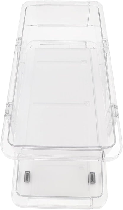 Rolling Soda Can Organizer, Automatic Rolling Beverage Dispenser Can Dispenser Drink Organiser for Refrigerator Pantry Freezer (Clear)