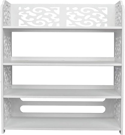 4 Tier Wood-Plastic Board Shoe Rack,Narrow Vertical Shoe Rack,Freestanding Shoe Organizer Shelf,Shoe Rack Storage Organizer,with Shelves,for Closet, Entryway, Front Door Entrance, Hallway (White)